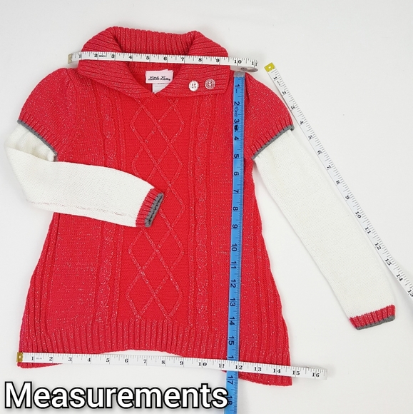 LITTLE LASS Red Collared Cable Under Sleeve Sweater Dress - Picture 5 of 6